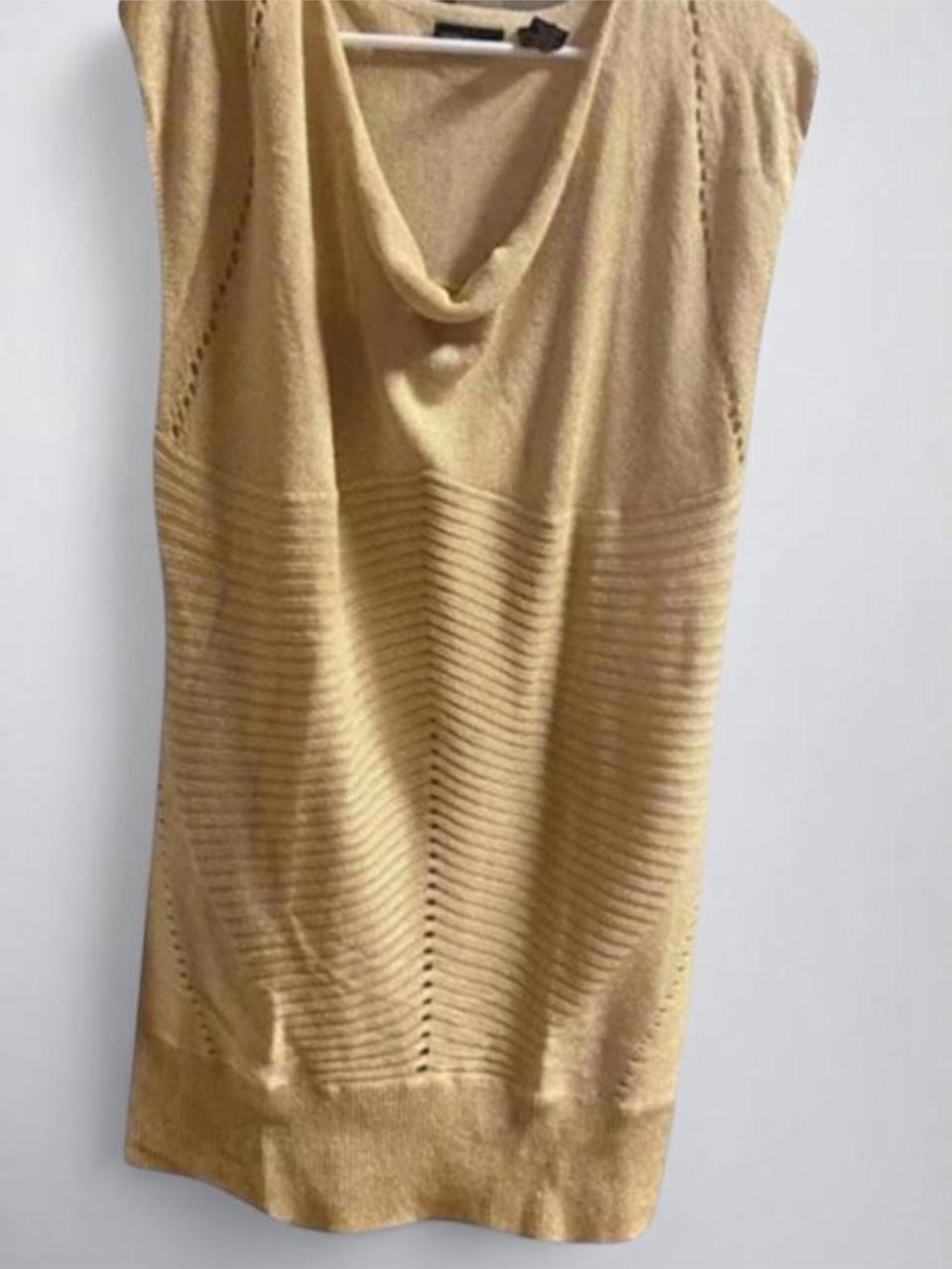 NWT Vintage Y2K Victoria's Secret Moda Intl Gold Cowl Neck Sweater Mini Dress L